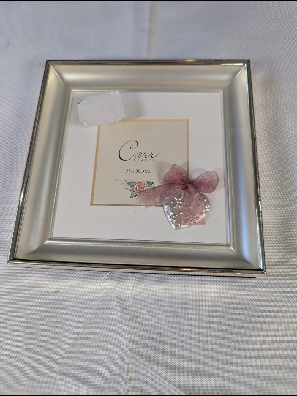 Carr Home Silver Picture Frame with Pink Bow Accent